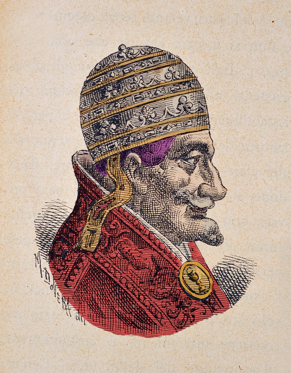 Paavi Innocentius XI:n muotokuva (Innocenzo, Innocentius) (1676-1689), 1898 (kaiverrus myöhemmällä värityksellä) tekijältä Italian School