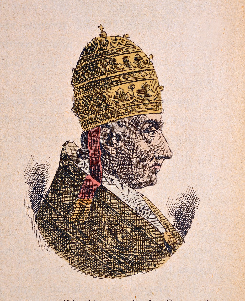 Muotokuva paavi Leon XII:sta (Leo, Leone) (1823-1829), 1898 (kaiverrus myöhemmällä värityksellä) tekijältä Italian School