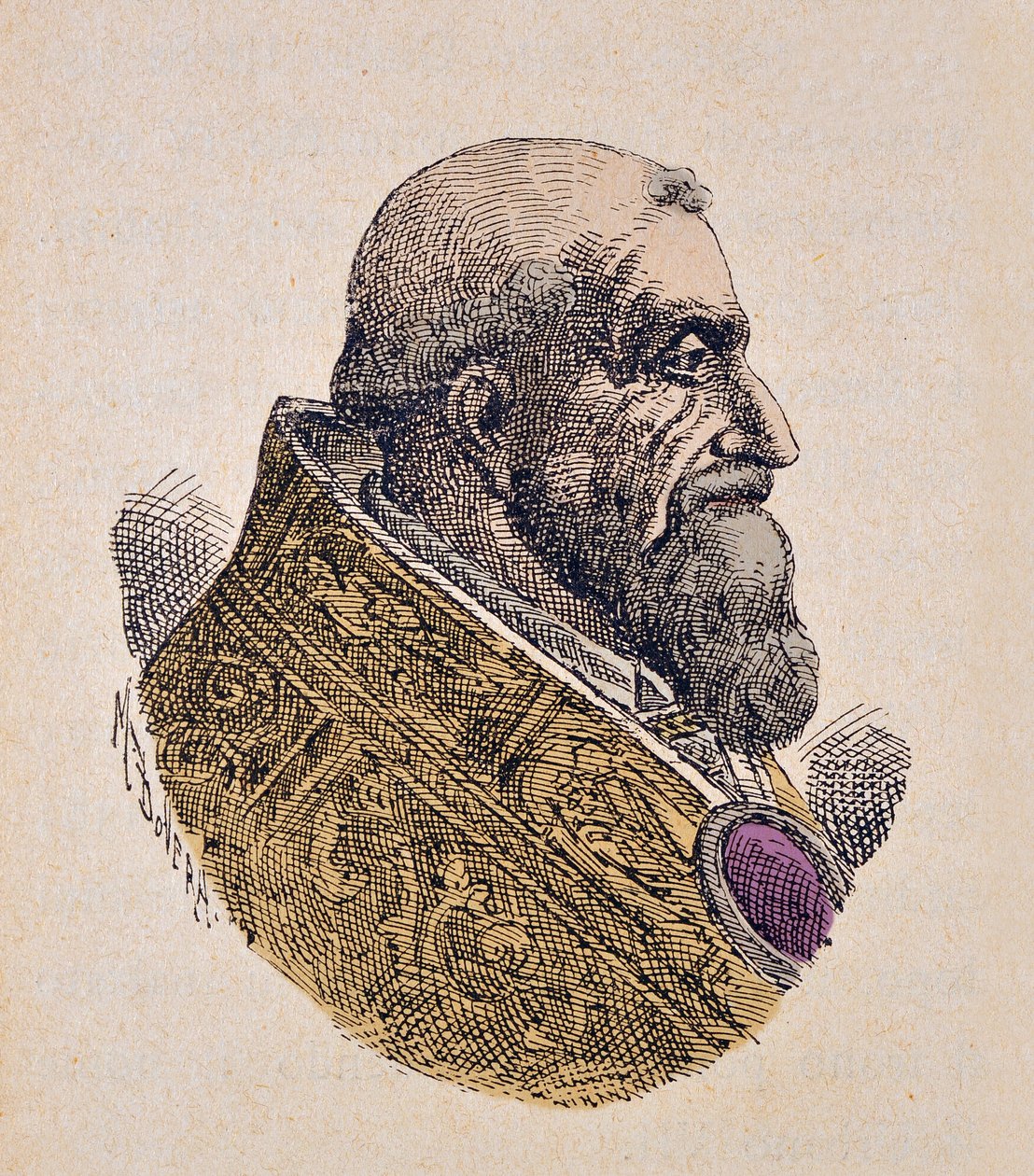 Paavi Urbain VII:n muotokuva (Urban tai Urbanus tai Urbano) (1590), 1898 (kaiverrus myöhemmällä värityksellä) tekijältä Italian School