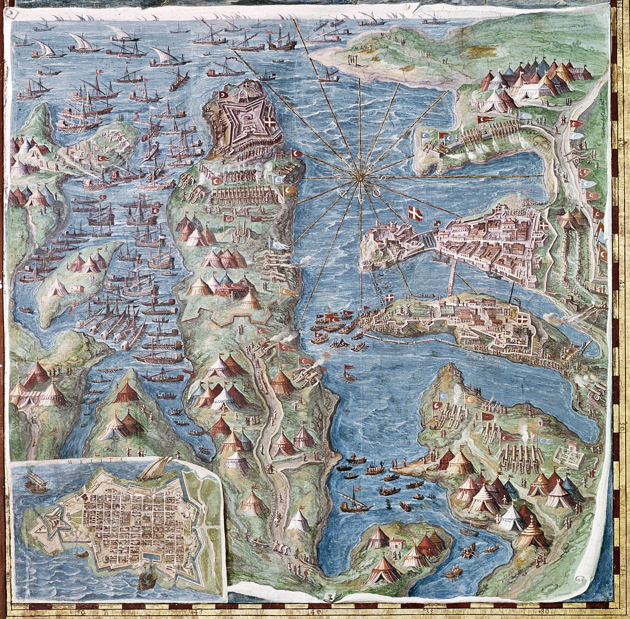Maltan piiritys, yksityiskohta Galleria delle Carte Geografichesta, 1580-83 (katso myös 260199) tekijältä Italian School