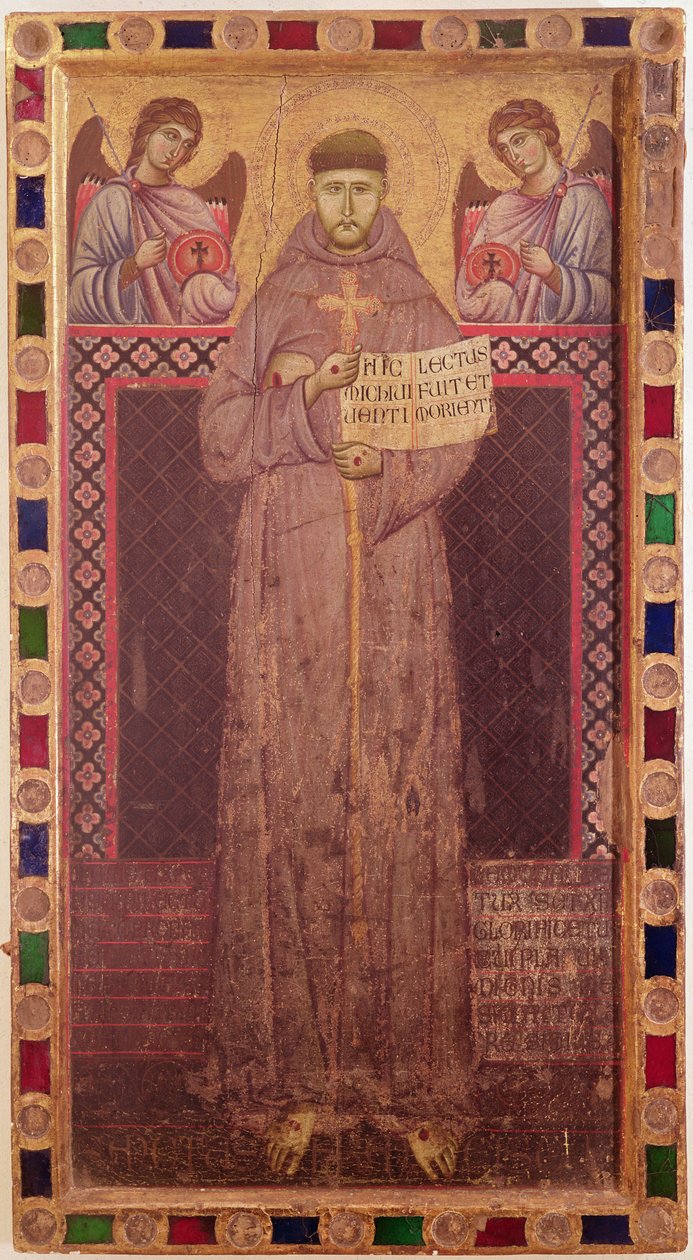 Pyhä Fransiskus ja enkelit, noin 1250-1300 (tempera paneelille). tekijältä Italian School