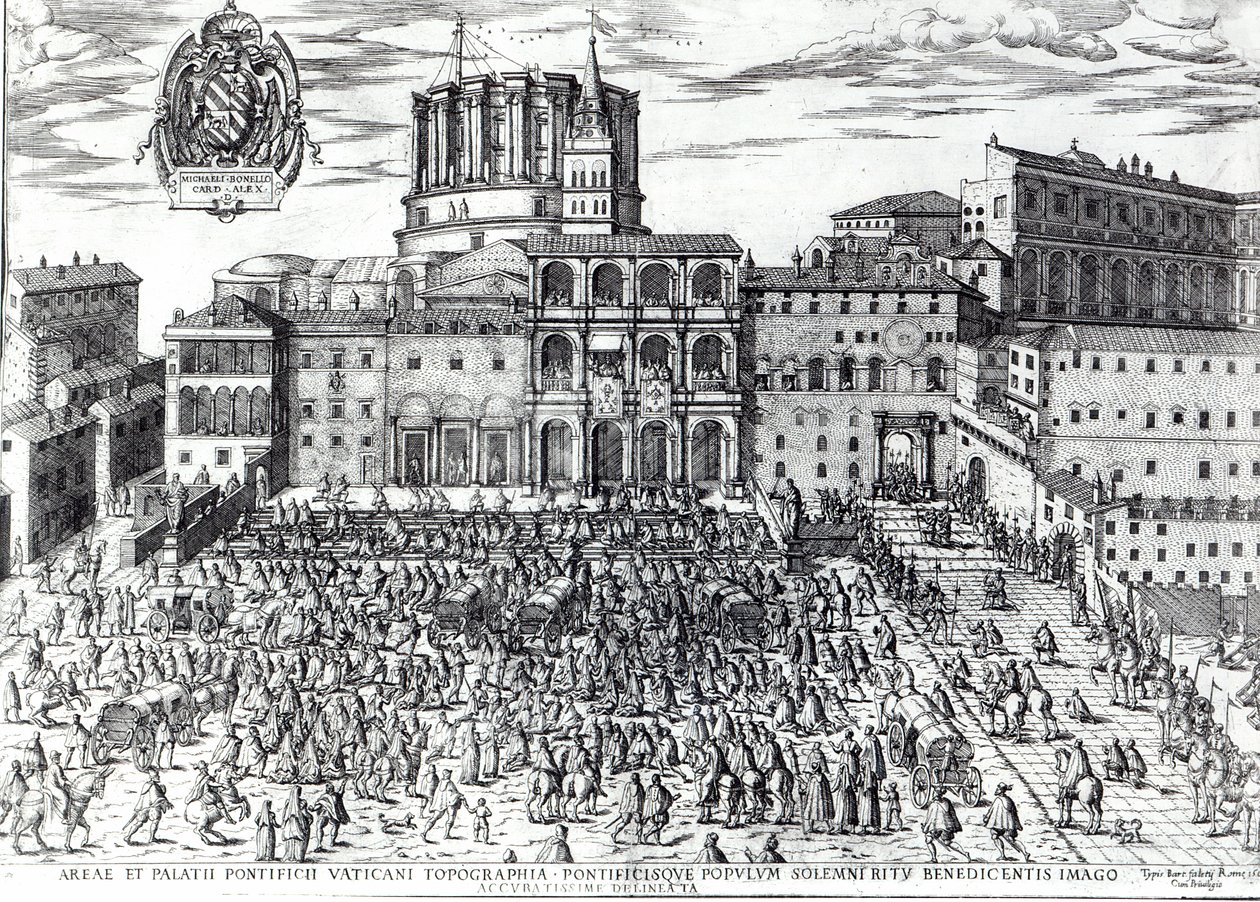 Paavi Pius V:n siunaus Pietarin aukiolla n. 1567 tekijältä Italian School