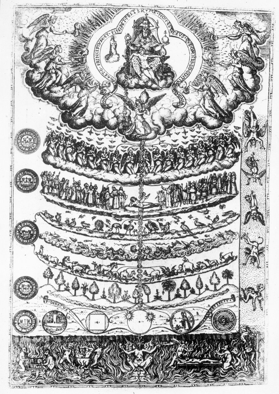 Olemisen suuri ketju Didacus Valadesin Retorica Christianasta, painettu vuonna 1579 tekijältä Italian School