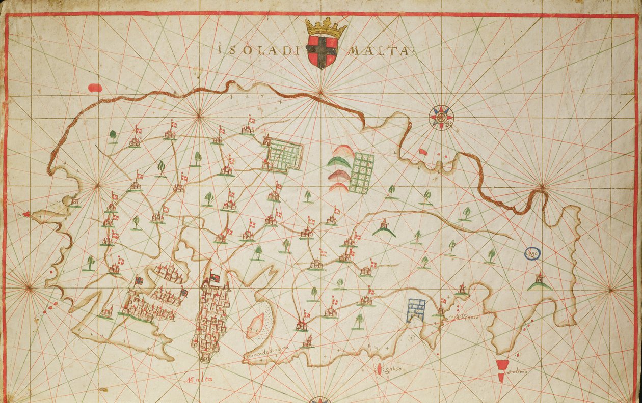 Maltan saari, merenkulkukartasta, 1646 (muste perunakalvolla) (katso myös 330943) tekijältä Italian School