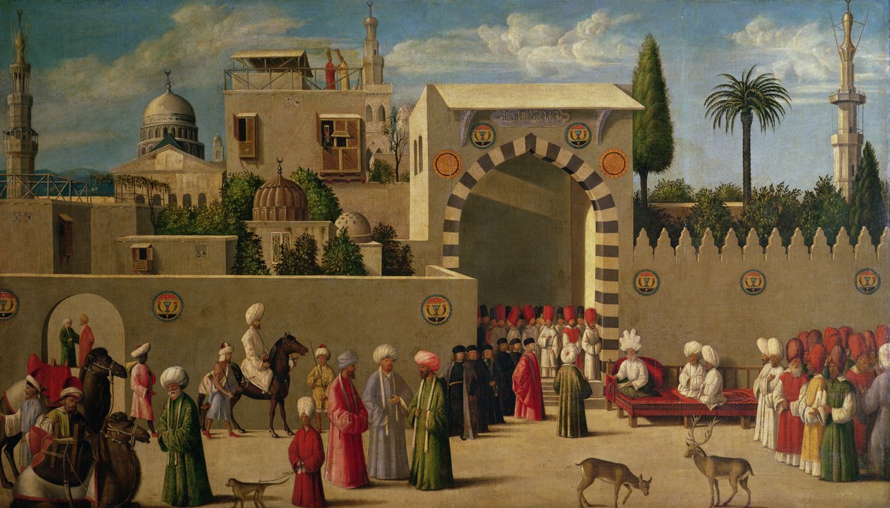 Venetsian suurlähettilään haastattelu itämaisessa kaupungissa tai Domenico Trevisanin vastaanotto Kairossa vuonna 1512 tekijältä Italian School