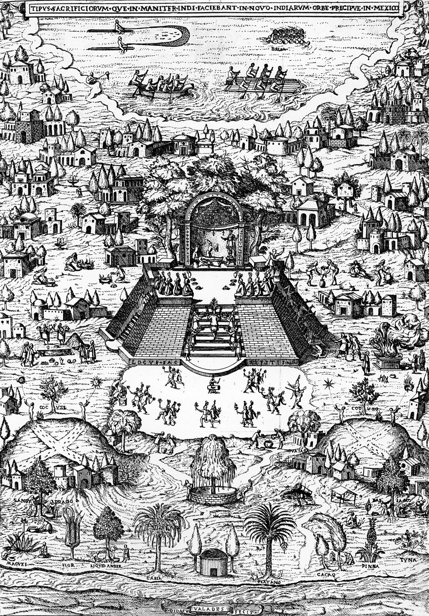 Näkymä Mexico Cityyn Didacus (Diego) Valadesin Rhetorica Christianasta, painettu vuonna 1579 tekijältä Italian School