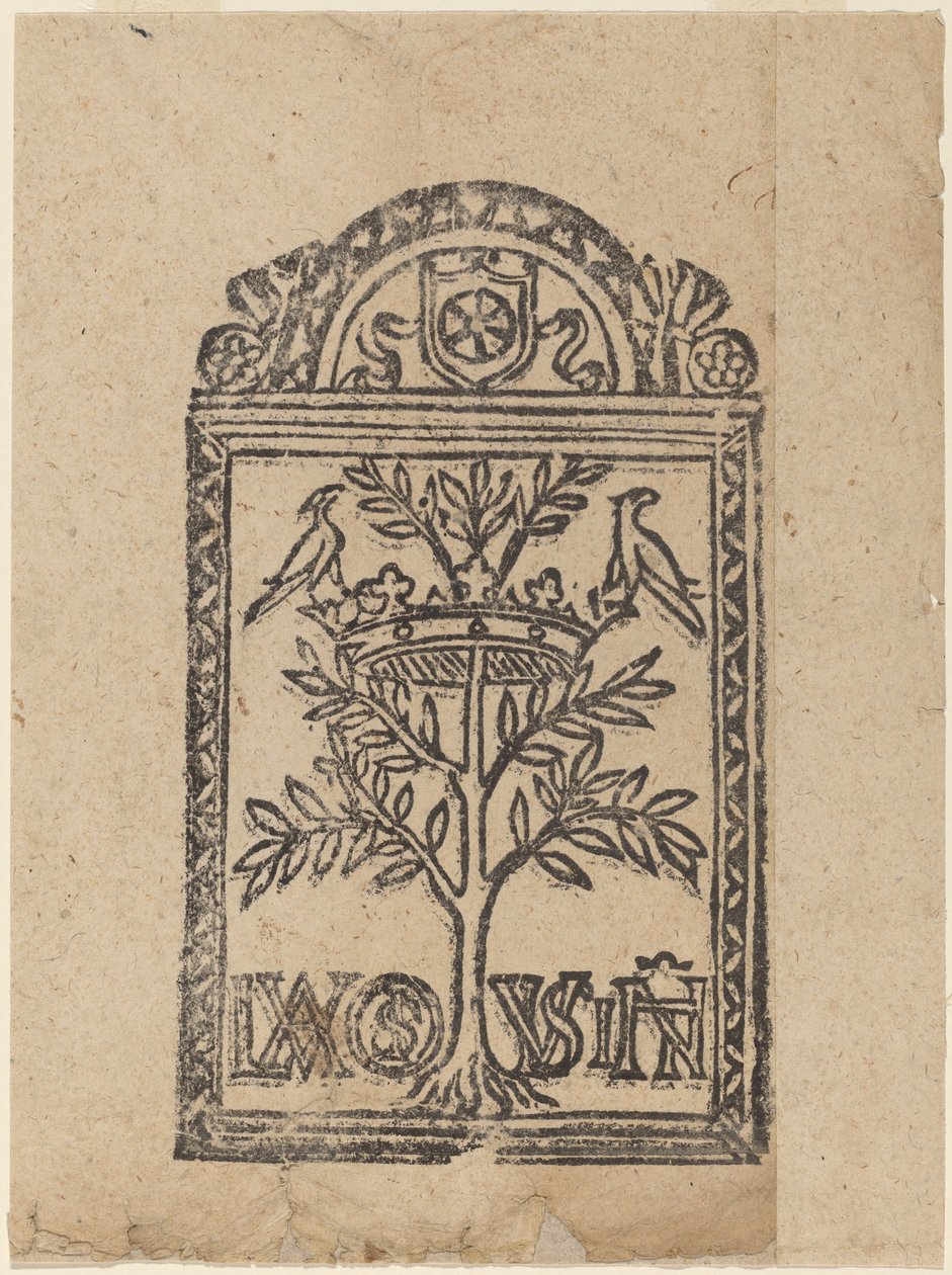 Puu, jossa on kruunu ja kaksi lintua tekijältä Italian 16th Century