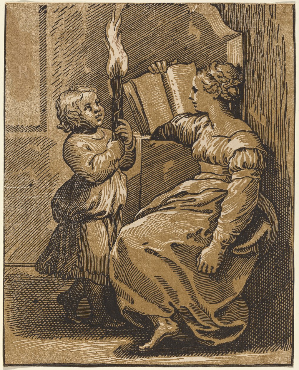 Sibyl Reading tekijältä Italian 16th Century, after Ugo da Carpi, after Raphael