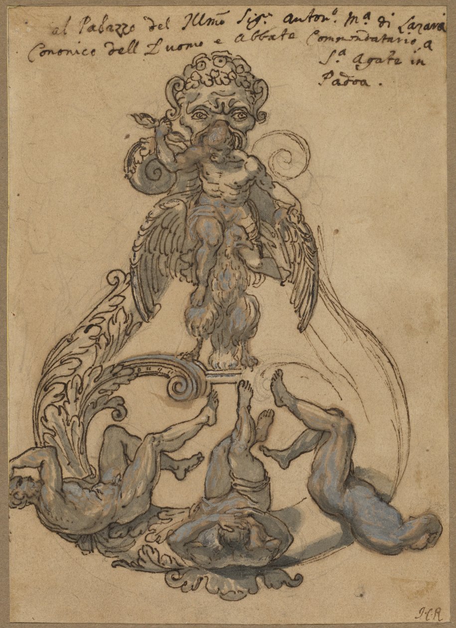 Door Knocker Zeus Vanguishing Giantsin kanssa tekijältä Italian 17th Century or Italian 18th Century