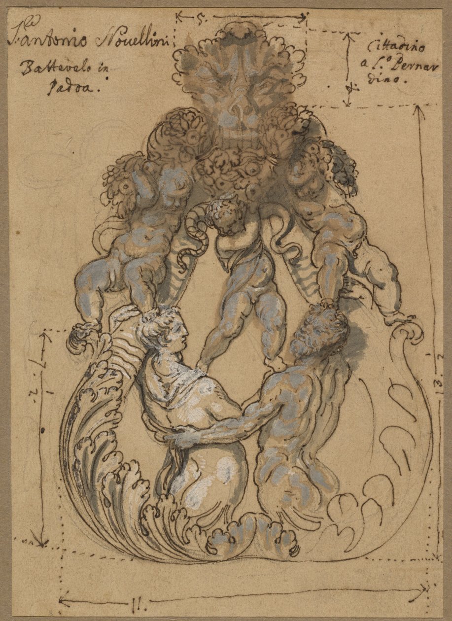 Door Knocker Tritonin, Nereidin ja Puttin kanssa tekijältä Italian 17th or 18th Century