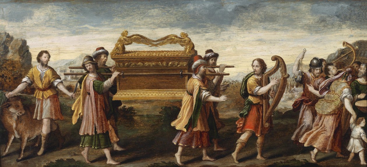 Kuningas Daavid kantoi liitonarkin Jerusalemiin, 1500-luvun alku. tekijältä Italian Master