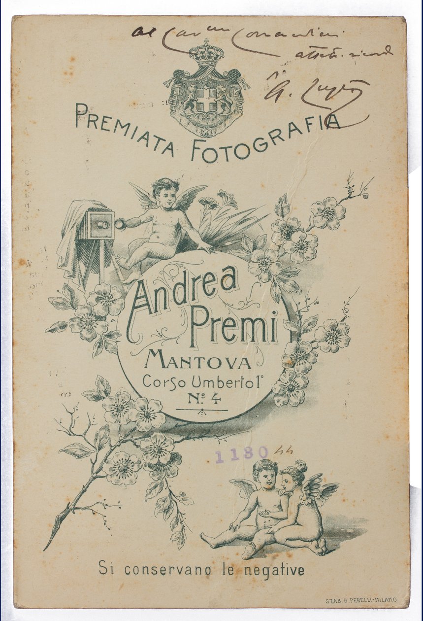 Taidemaalari Albano Luglia kuvaavan postikortin kääntöpuoli tekijältä Italian Photographer