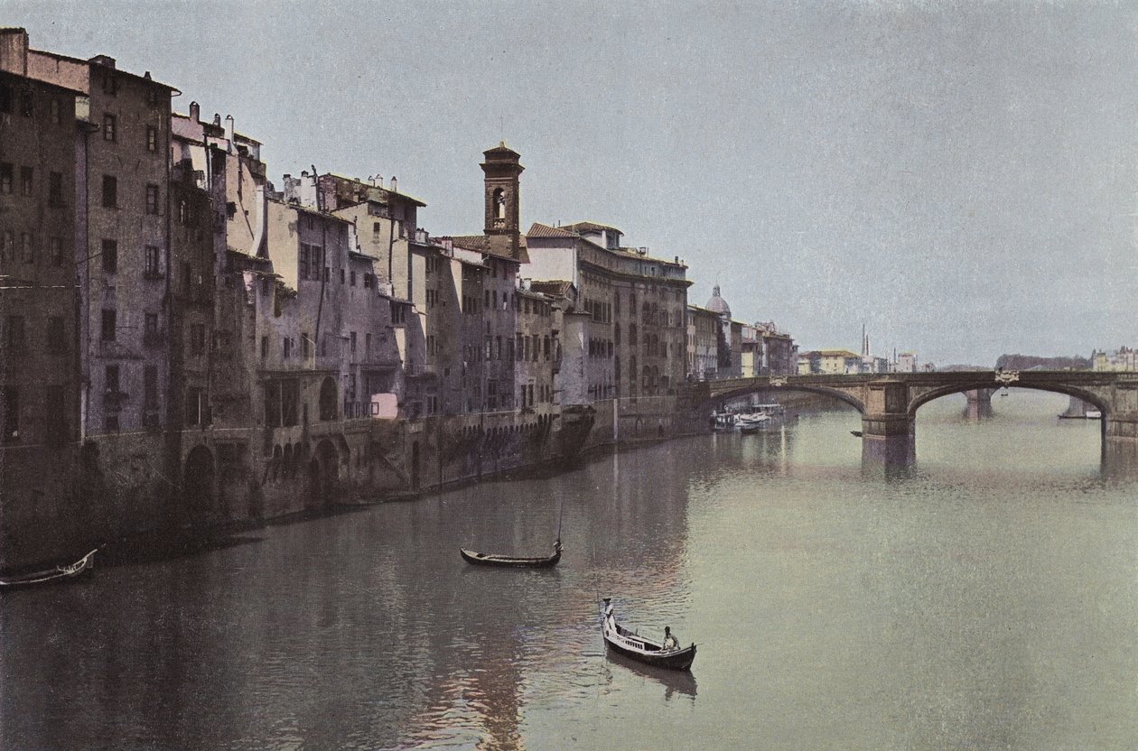 Firenze: Firenze, näkymä Arno-joelle ja S. Trinita -sillalle (värillinen kuva) tekijältä Italian Photographer