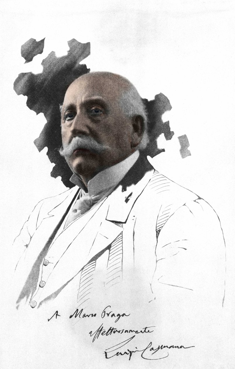 Italian kirjailijan Luigi CAPUANAn (1839-1915) muotokuva. Valokuvaliima piirustukseen Marco Pragan omistajuudella. Milanolainen. tekijältä Italian Photographer