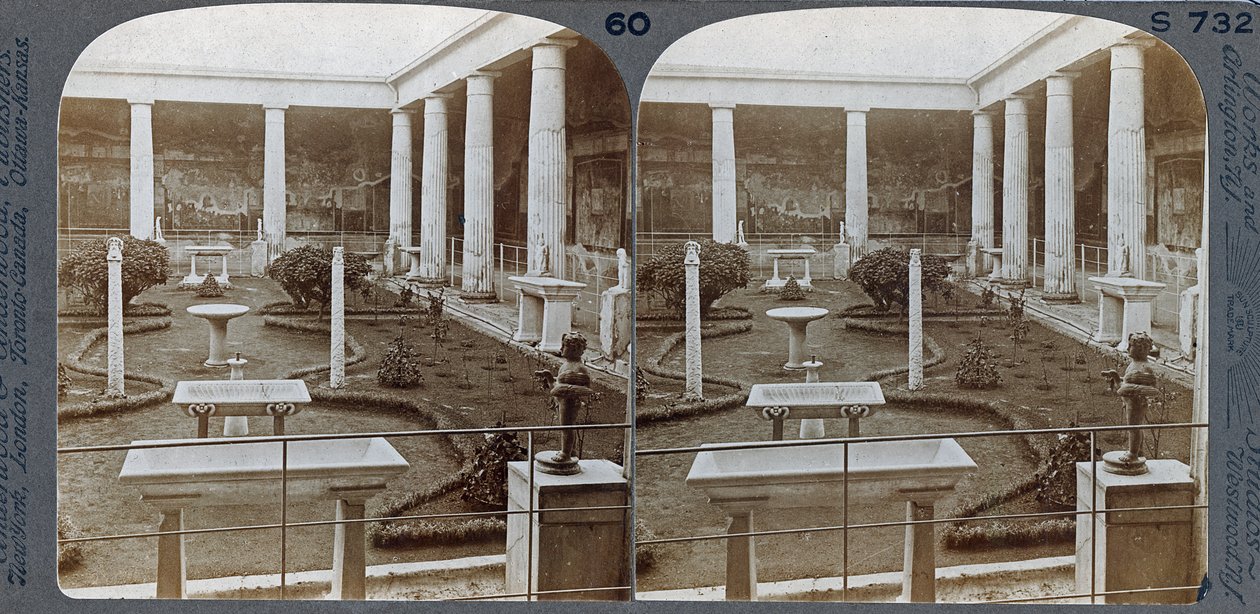 The House of Vettii, Pompei, Underwood Travel Library, 1895 (seepiakuva) tekijältä Italian Photographer