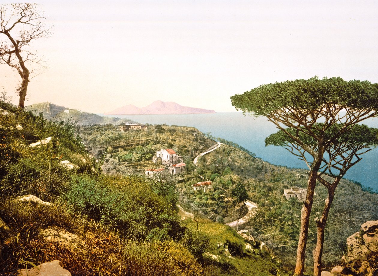 Näkymä Vesuviukselle Napolinlahden yli, 1890-1900 tekijältä Italian Photographer