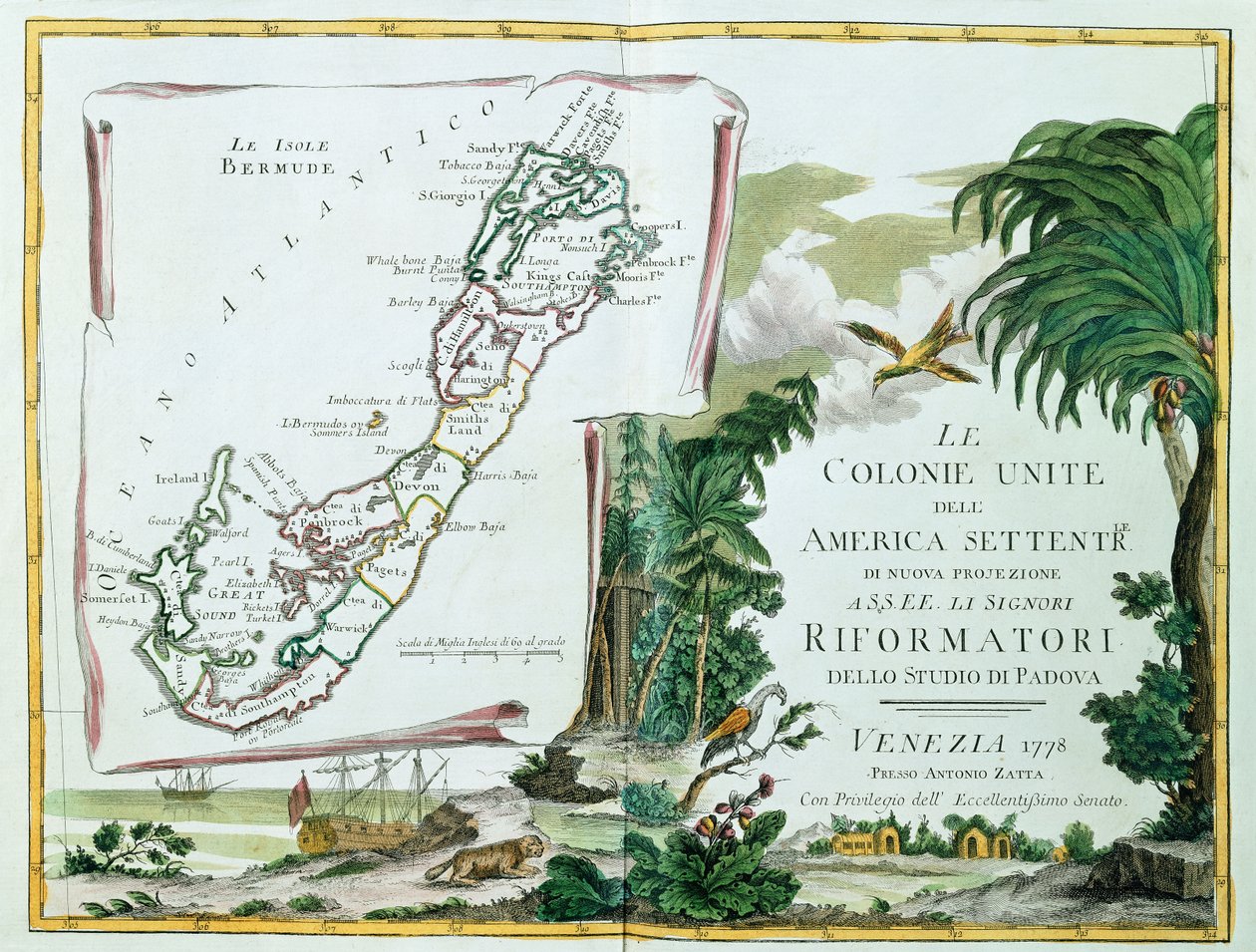 Bermudan kartta, 1775-85 tekijältä Italian School