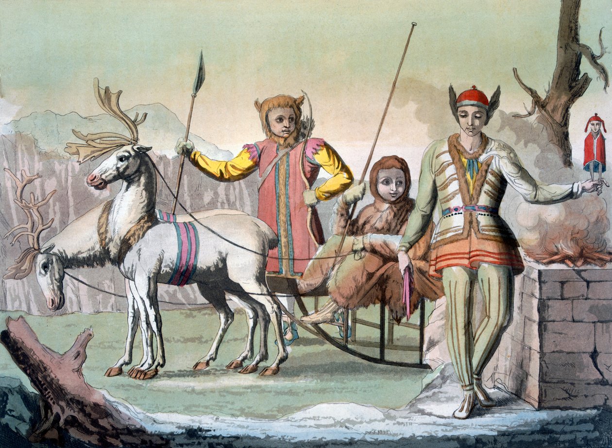 Tietty shamaani seurueineen, Siperia, noin 1820-30-luvut tekijältä Italian School