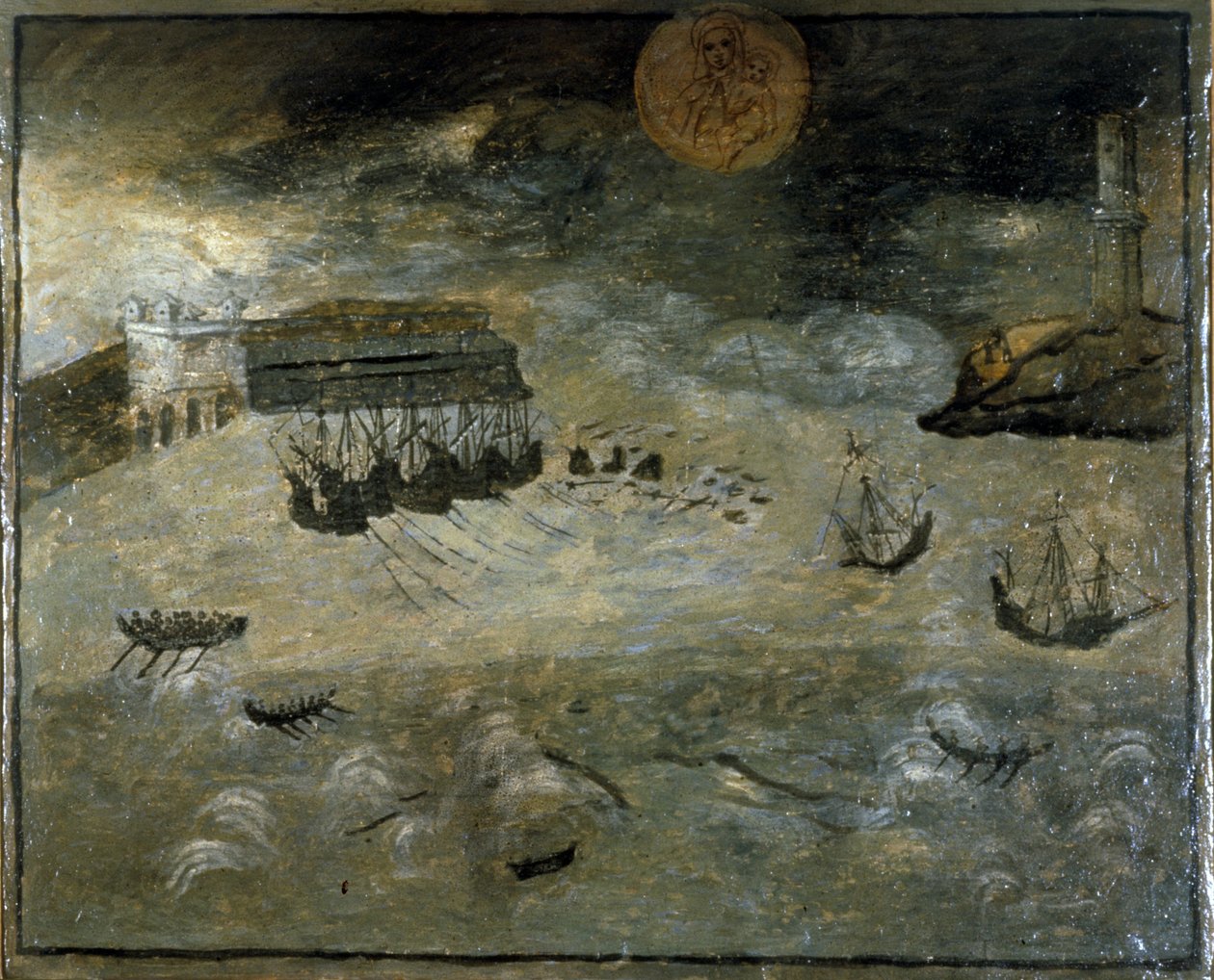 Myrsky satamassa. Ex voto 1600-luvulta peräisin Madonna dell