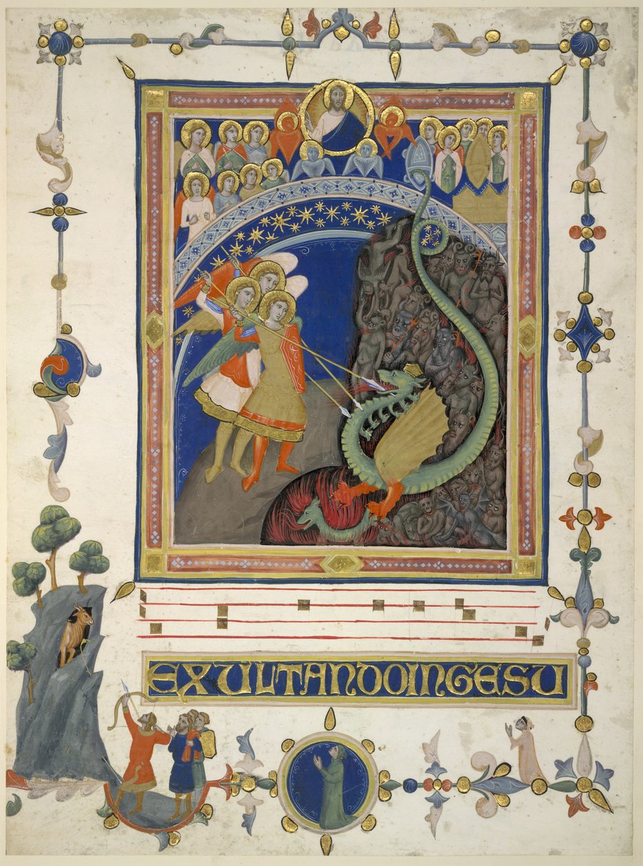 Afegeix. 35254 B Sant Miquel i els seus àngels en combat amb el drac i la seva hostia (vellum) finlandès tekijältä Italian School