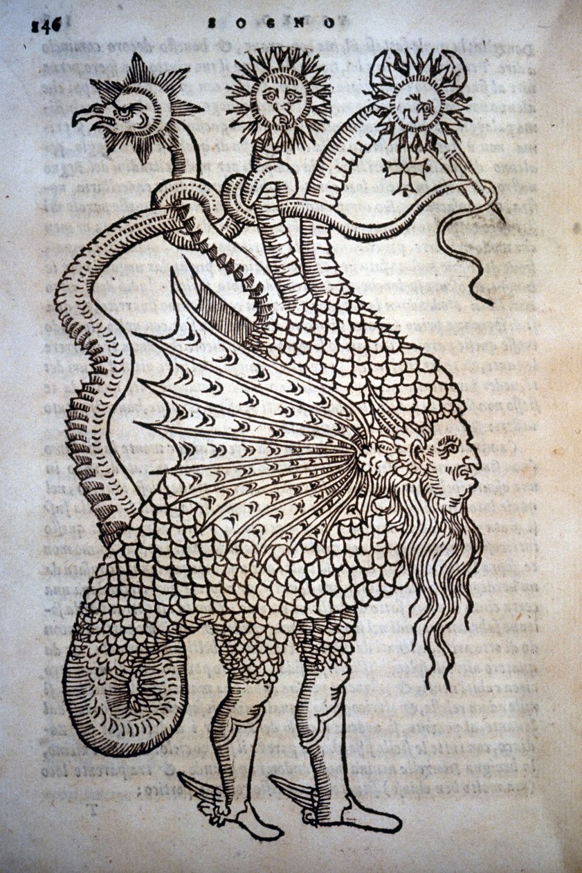 Alchemies: Monster Hybrid, julkaisussa - "" De Transmutatione Metallica Sogni Tre "", kirjoittanut Giovanni Battista Nazari, toimitettu Bresciassa vuonna 1599. tekijältä Italian School