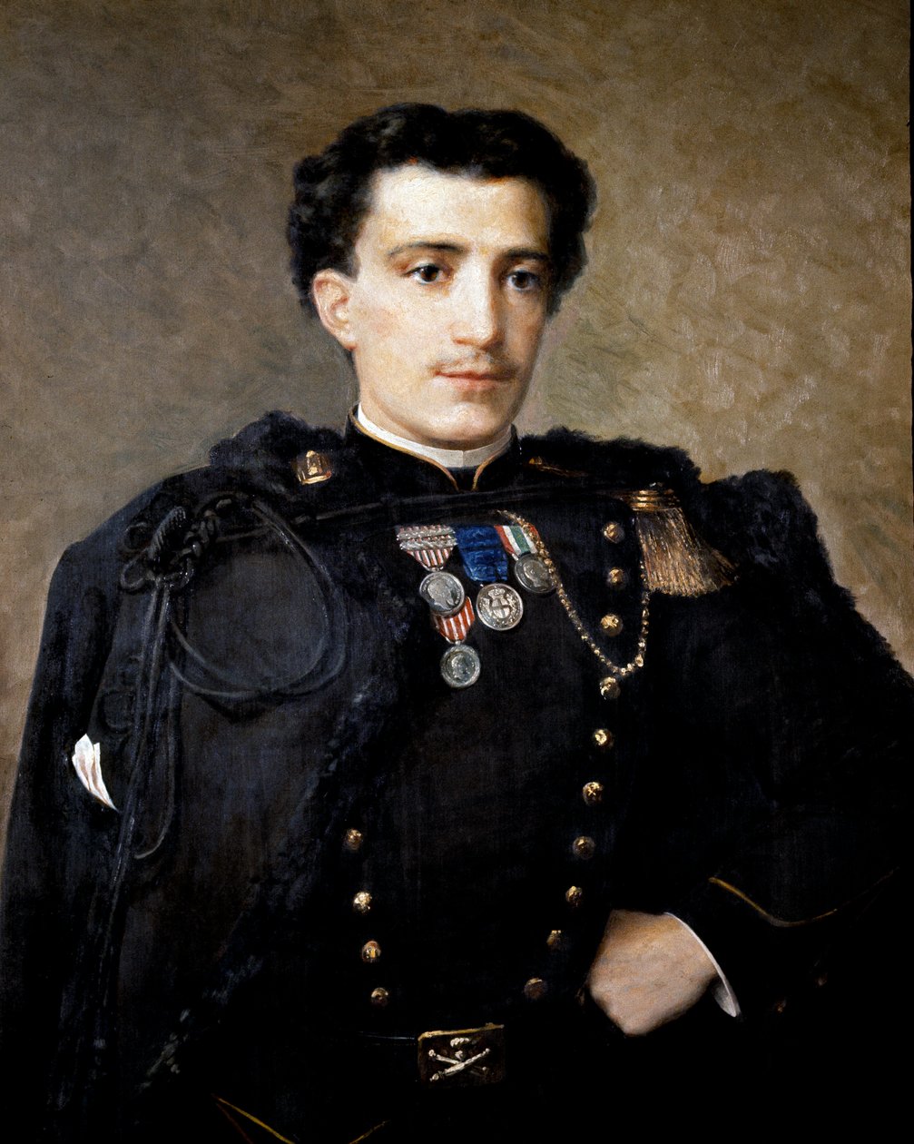 Alfredo Savio, tykistöupseeri, osallistui itsenäisyyssotaan 1859-60 (öljy kankaalle). tekijältä Italian School