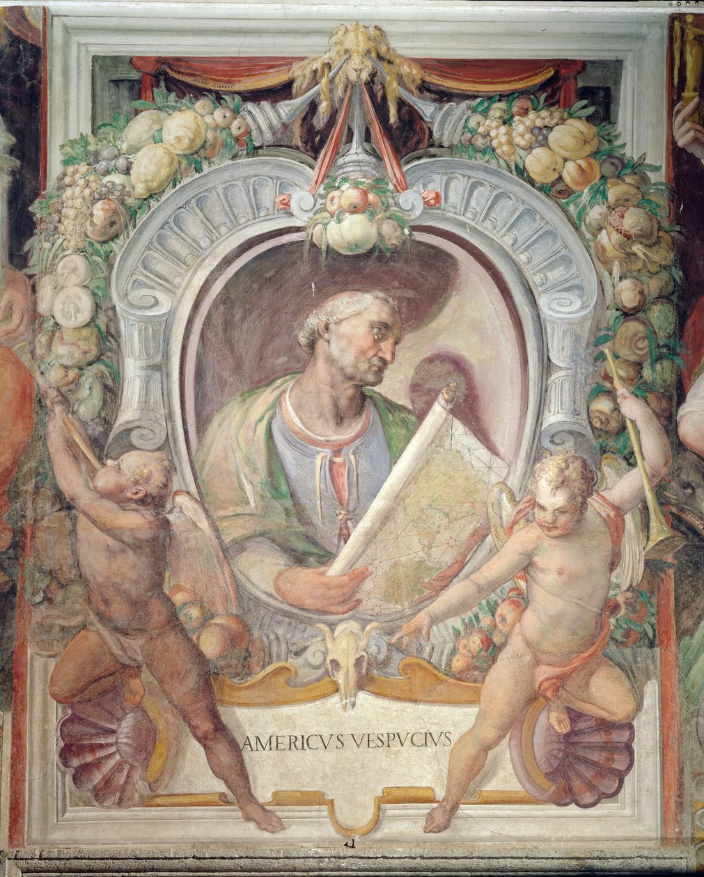 Amerigo Vespucci, Sala del Mappamondossa tekijältä Italian School