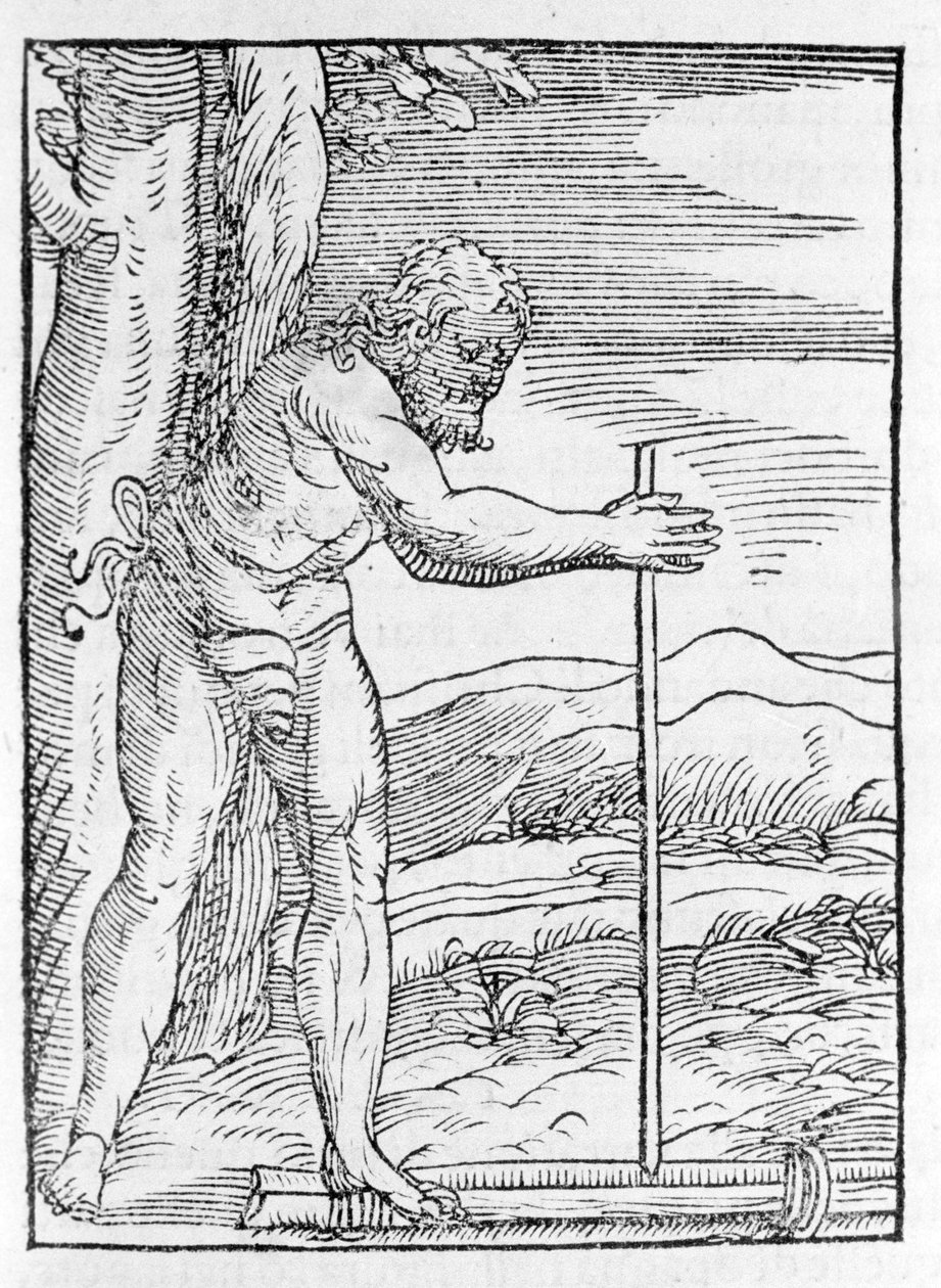 Intiaani Tainos sytytti tulen hieromalla kahta puupalaa. Giovanni Battista Ramusio (1485-1557) kaiverrus "Navigationista ja Viaggista" III, Venetsia 1565. tekijältä Italian School