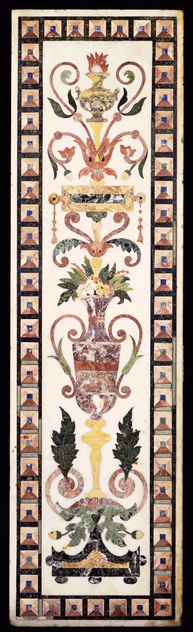 Italialainen pietre dura upotekoristeinen valkoinen marmoripaneeli, 1700-luvun alku (marmori pietre dura) tekijältä Italian School