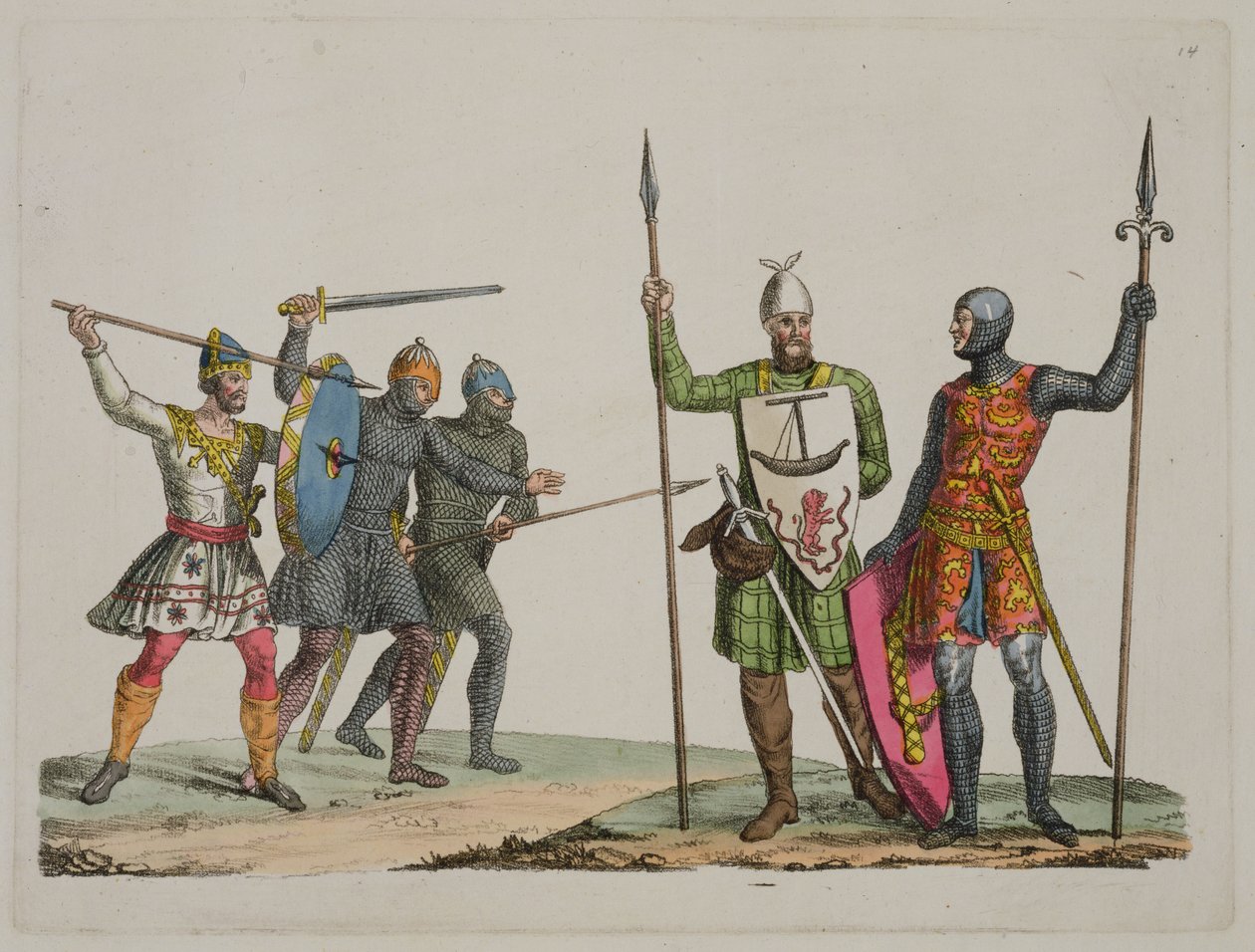 Anglo-Saxon Warriors, levy 14 kirjasta The History of the Nations (akvatinta) tekijältä Italian School