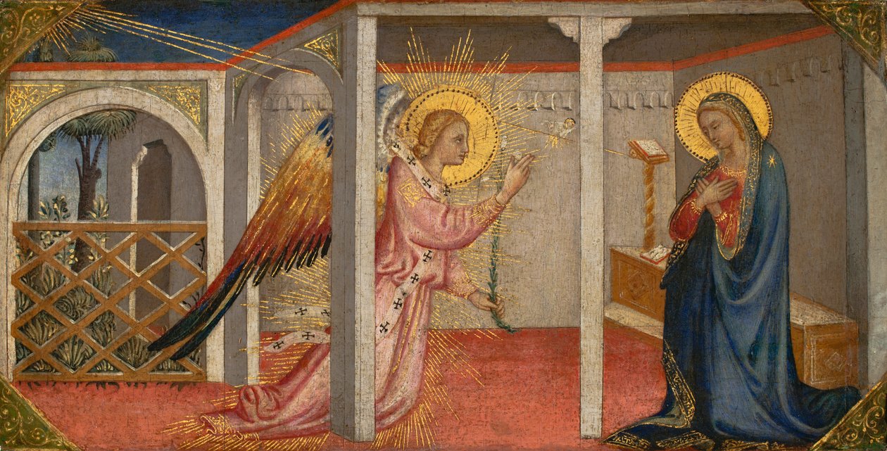 Marian ilmestys, Firenze, 1400-luvun alku-puoli (tempera paneelissa) tekijältä Italian School