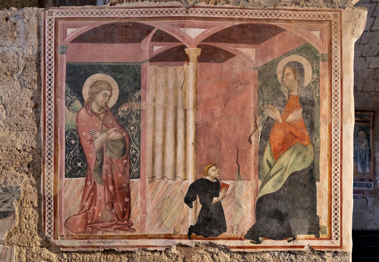 Ilmoitus, Krusifiksin oratorio, XIII vuosisadan viimeinen neljännes (fresko) tekijältä Italian School