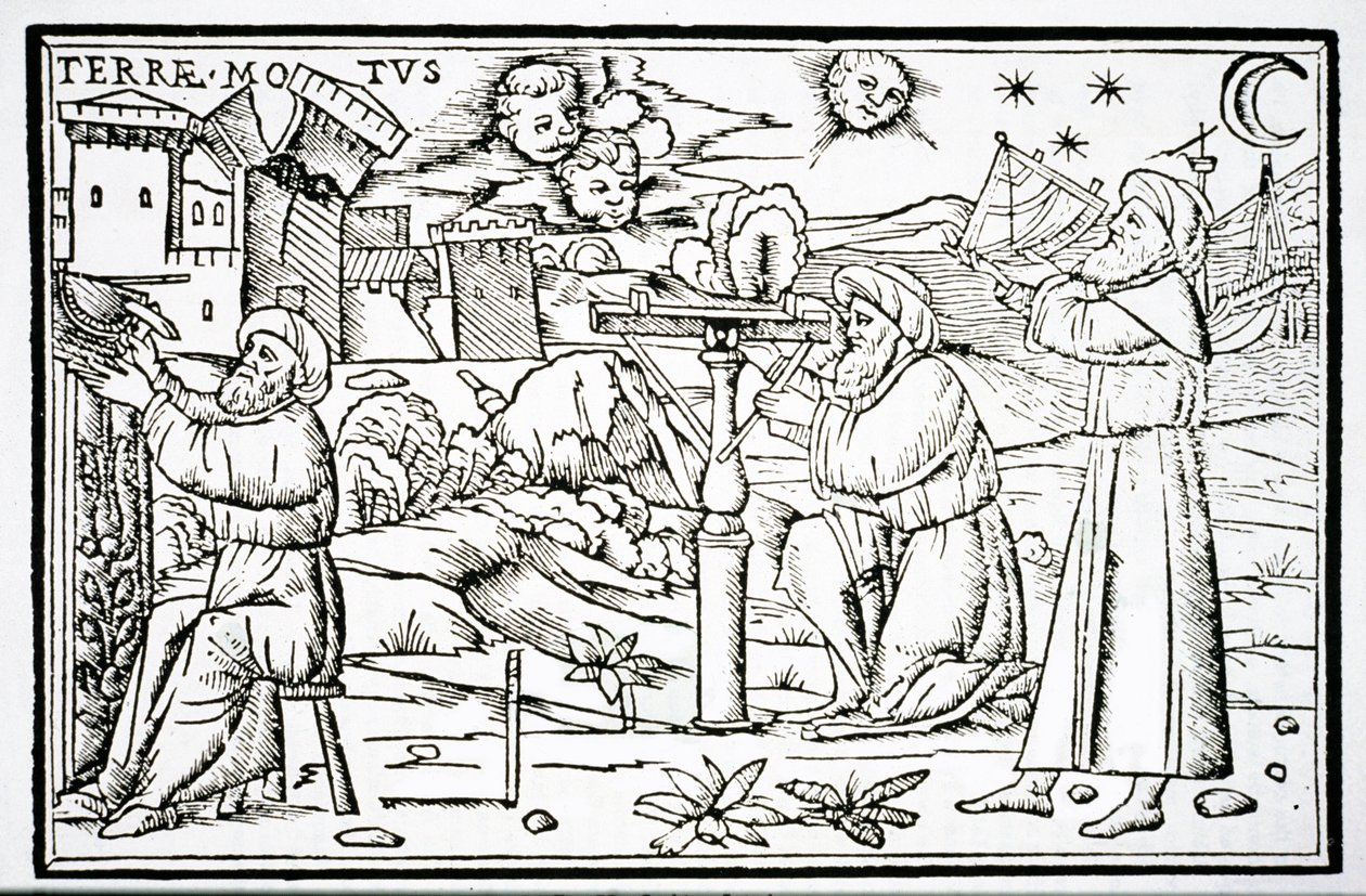 Arabialaiset astrologit, kopio kuvituksesta In Somnium Sciopinis, Macrobius, Venetsia 1513, käytetty Taikuuden historiassa, julkaistu 1800-luvun lopulla tekijältä Italian School