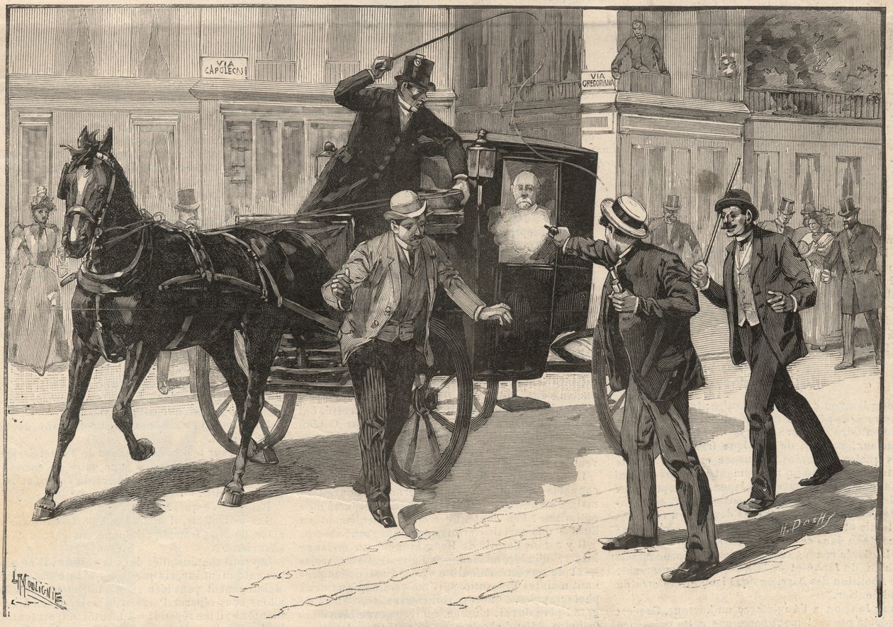Anarkisti Legan murhayritys Francesco Crispiin, 1894. tekijältä Italian School