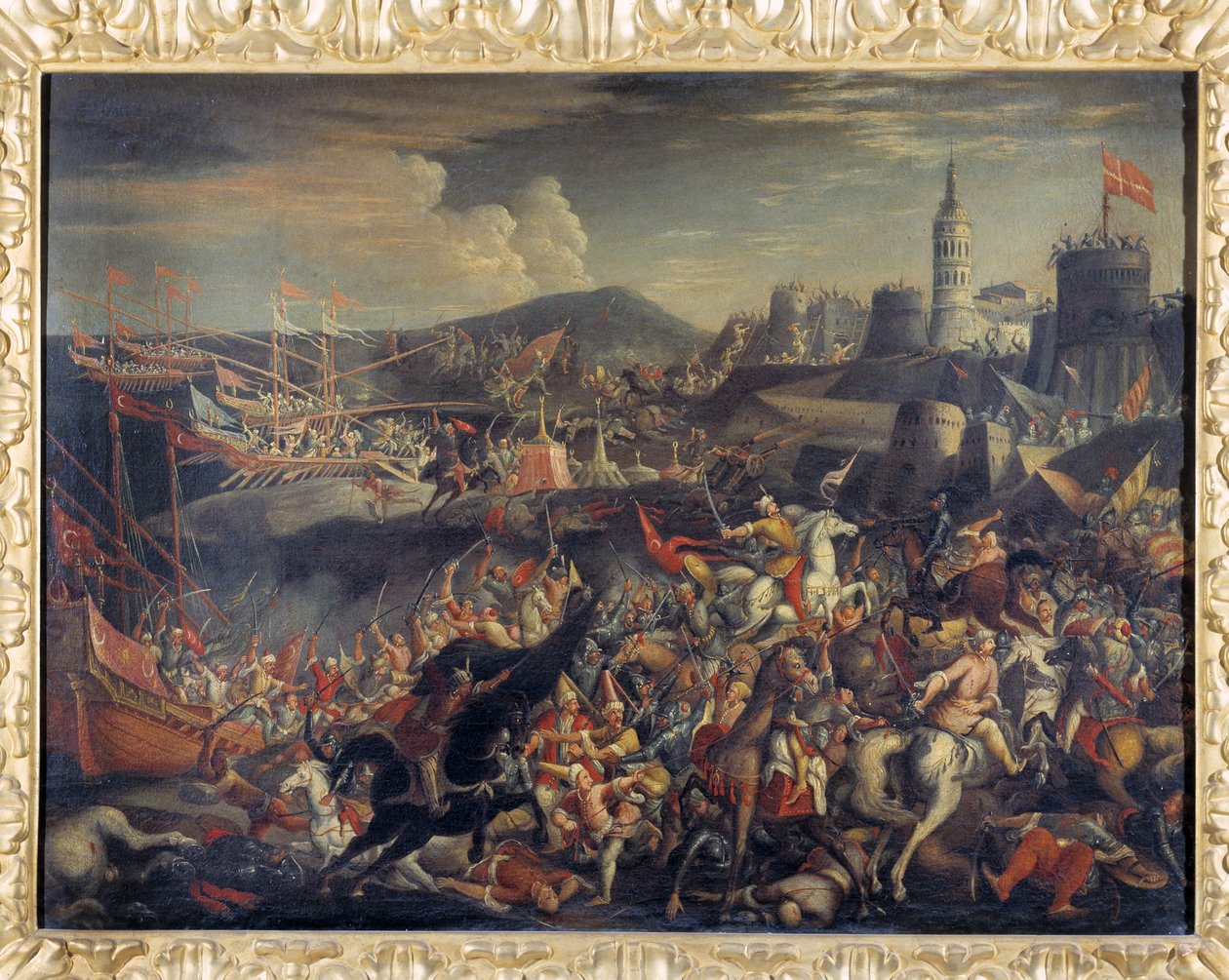 Saraseenien hyökkäys Maltan saarella, jota Knights Hospitaller puolusti vuonna 1565 tekijältä Italian School