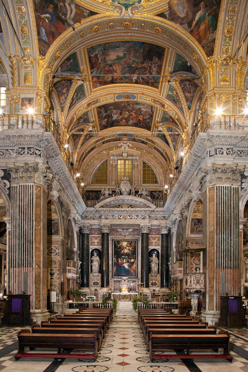 Barokkitide: Sisäkuva Rooman Jeesuksen Pyhän Nimen jesuiittakirkosta (chiesa del Gesu) tekijältä Italian School