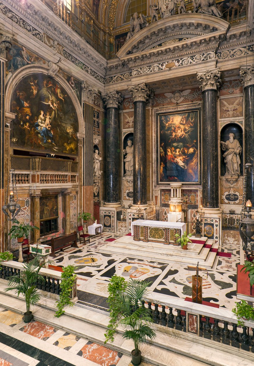 Barokkitide: Sisäkuva Rooman Jeesuksen Pyhän Nimen jesuiittakirkosta (chiesa del Gesu) tekijältä Italian School