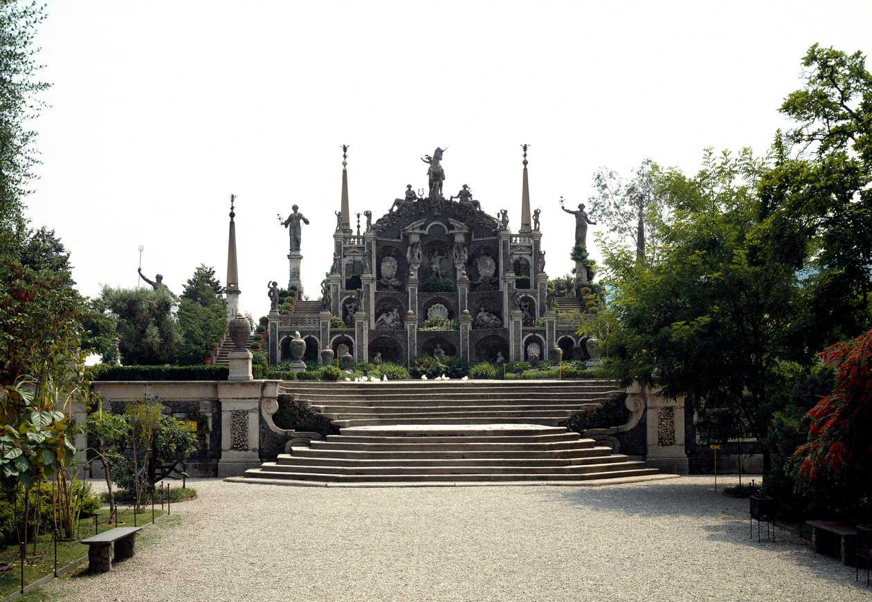 Vitaliano I Borromeon barokkipalatsi vuodelta 1632, Isola Bella, Maggiore-järvi (Lake Maggiore) Italia tekijältä Italian School