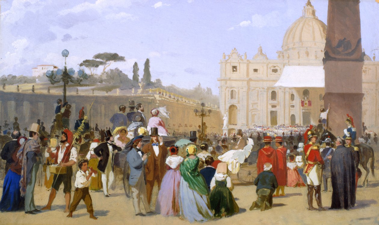Pius IX:n siunaus Pietarin parvekkeelta, n. 1846-78 tekijältä Italian School