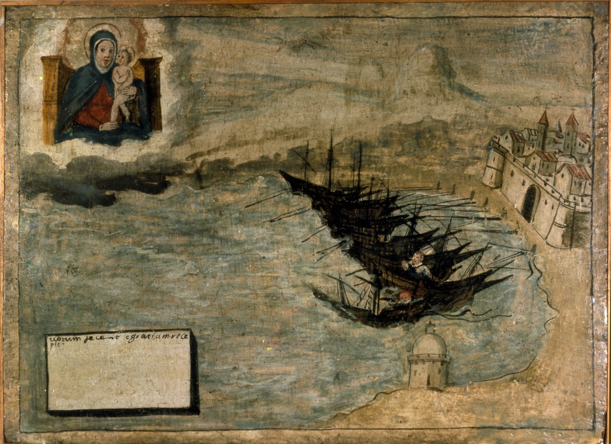 Veneet voivat epäonnistua rannalla. Ex voto 1600-luvulta Napolin Madonna dell