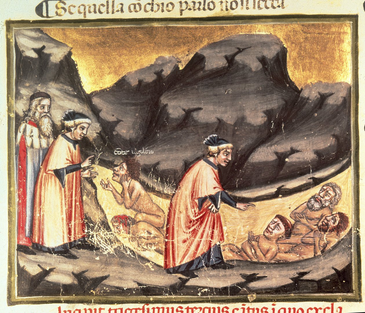 Canto XXXIII Dante ja Vergilius tapaavat Ugolinon Petollisen kehässä, jumalallisesta komediasta (The Inferno), n. 1313 tekijältä Italian School