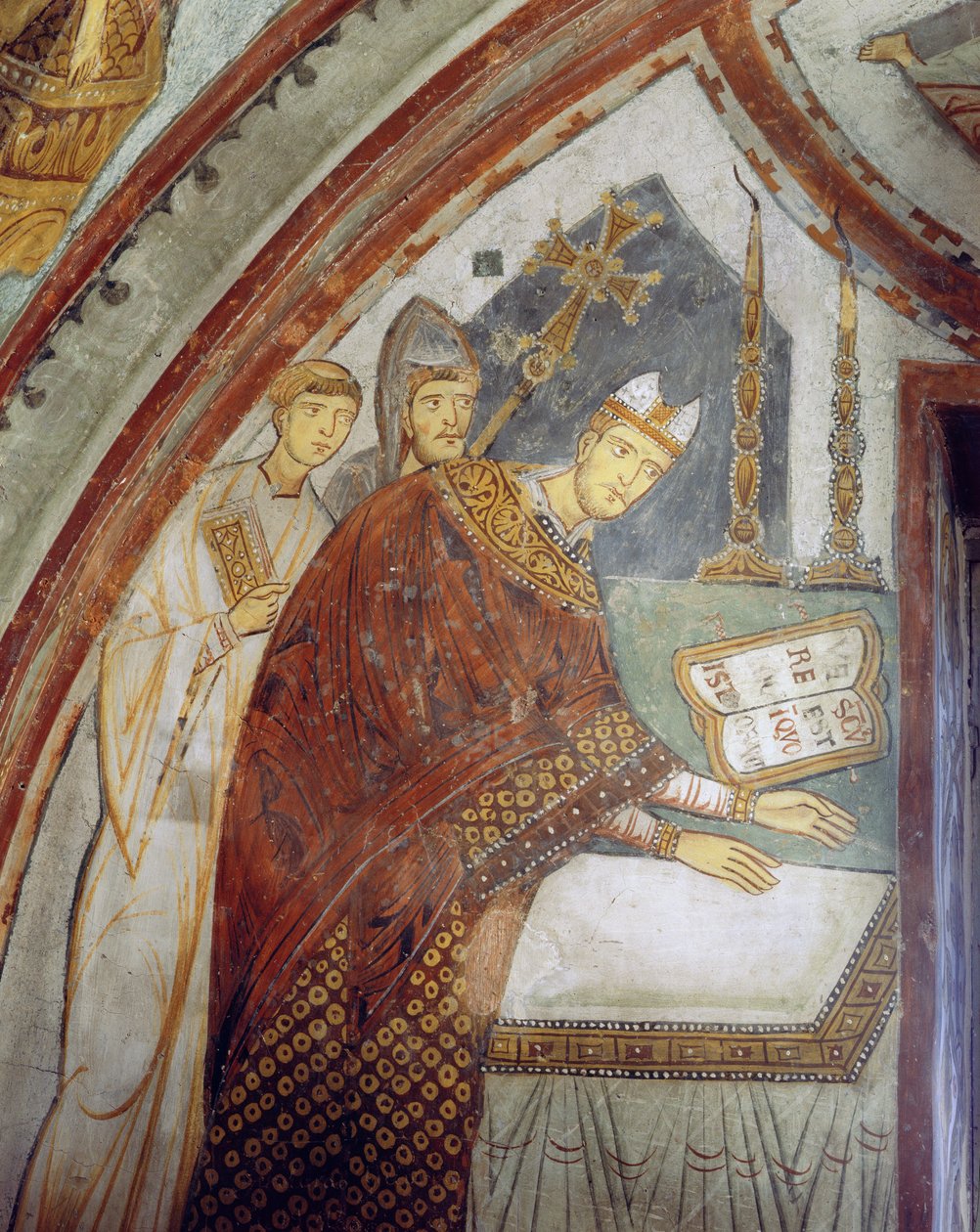 Kardinaali Ugolino di Ostia (myöhemmin paavi Gregorius IX), vihkii kappelin, St. Gregorysin kappeli, n. 1224 tekijältä Italian School