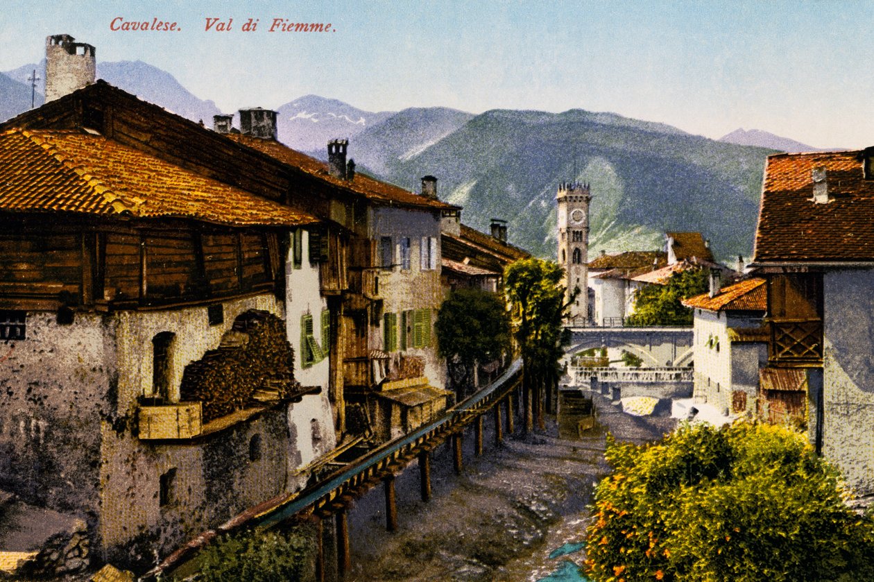 Cavalese, Val di Fiemme, postikortti, Trentino-Alto Adige, Italia, 20. vuosisata tekijältä Italian School