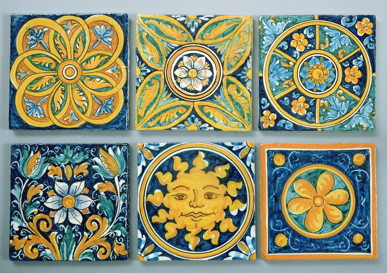 Keraamiset laatat tyypilliseen Caltagirone-tyyliin (keraamiset) tekijältä Italian School