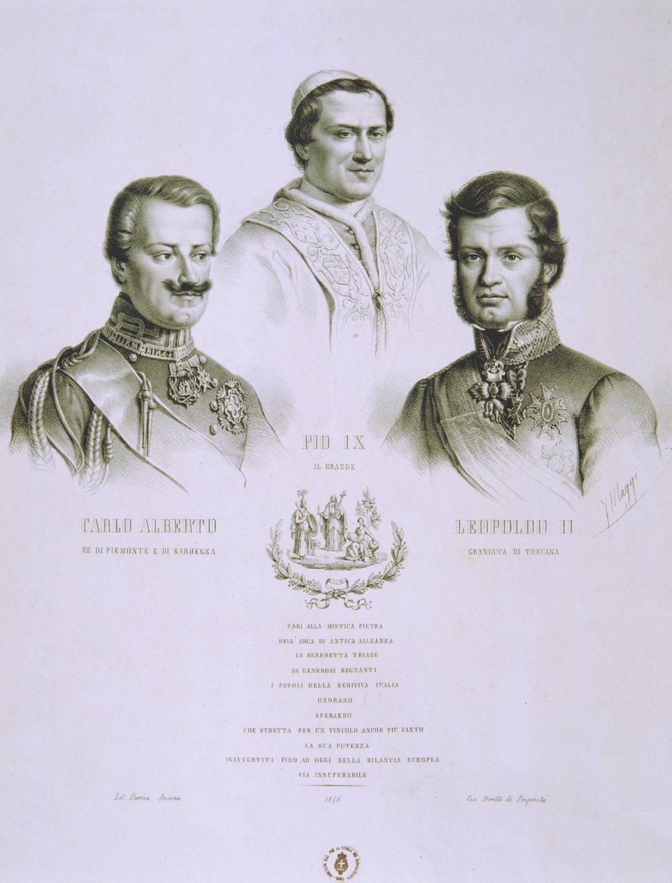 Charles Albert, Pius IX ja Leopold II, 1848 tekijältä Italian School