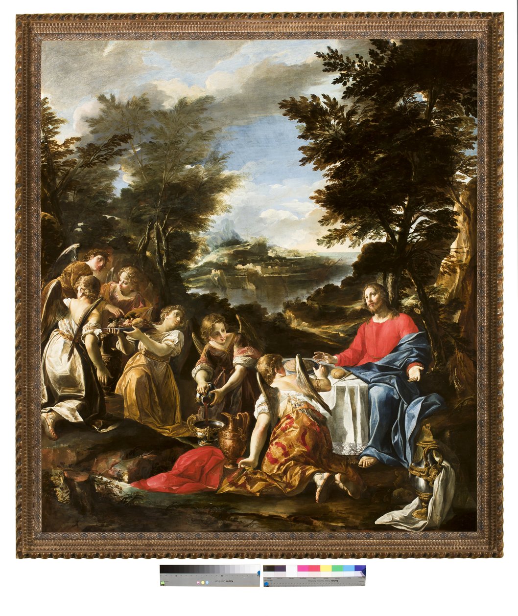 Enkeleiden palvelema Kristus, n. 1650-1700 tekijältä Italian School