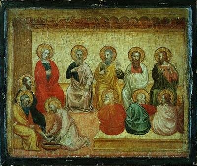 Kristus pesee opetuslasten jalkoja, Arezzo, n. 1390 tekijältä Italian School