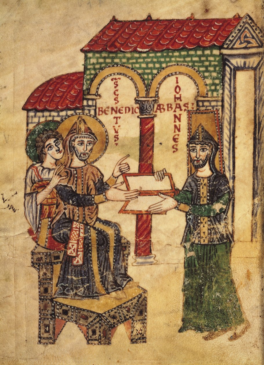 Codex 73 Apotti Johannes tarjoaa käsikirjoituksen Pyhälle Benedictukselle (noin 480–550), apottille ja Montecassinon perustajalle, kirjoittanut diakoni Paul, italia, 915, St. Benin luostarisääntöjen kommentista tekijältä Italian School