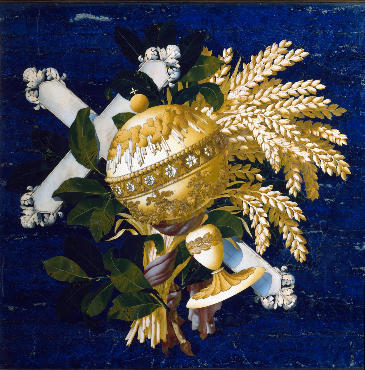 Sävellys. (Marquetry upotekoristeista marmoria tekijältä Italian School