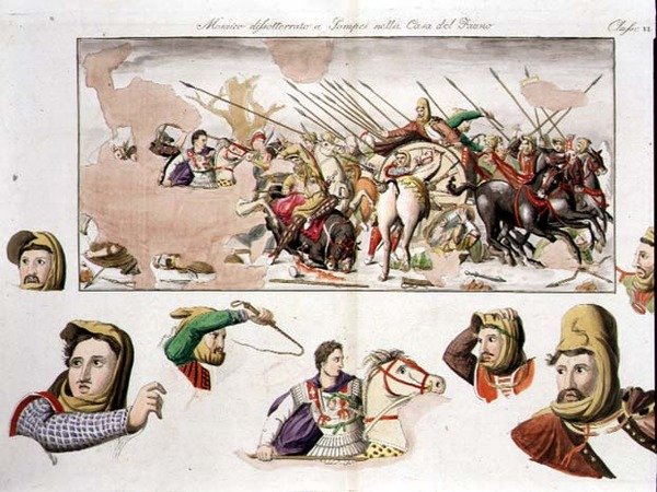 Kopio Aleksanterin mosaiikista Pompejin Faunin talosta, levy 10, luokka 6 